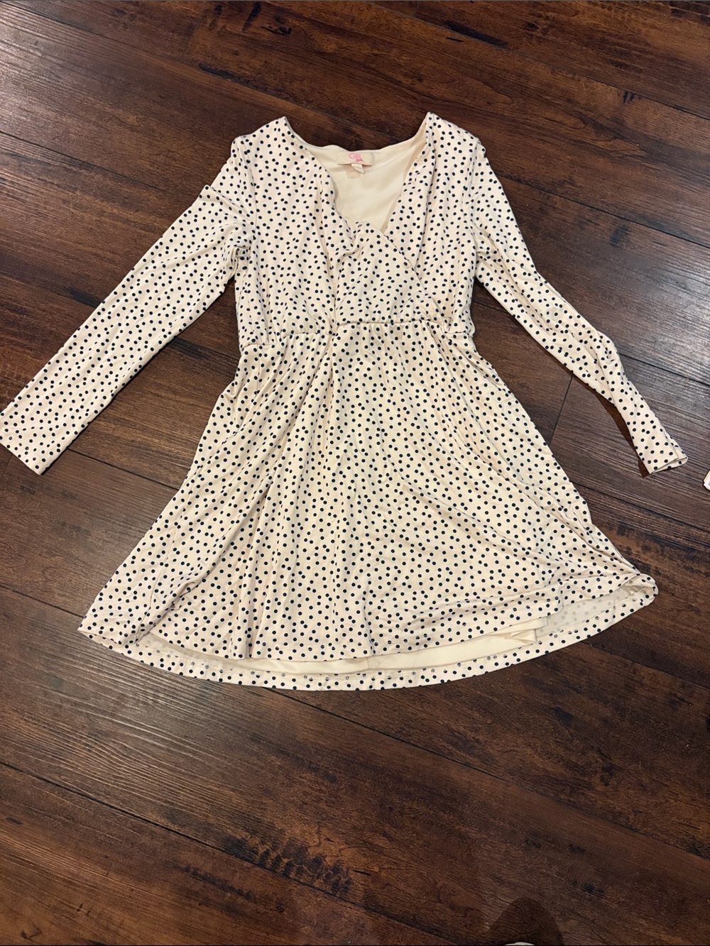 GB girls NWT Cream Dress with Black Polka Dots